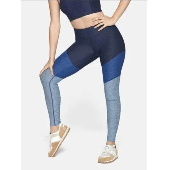 Outdoor Voices High Waist Colorblock Work Out Leggings Blue Grey Size Medium - Picture 1 of 8
